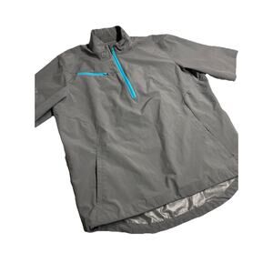 CALLAWAY Weather Series Golf Grey Teal Quarter Zip Pullover Size Small Wind Rain